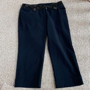 Sino Black Capri Pants faux leather waist Women's XS